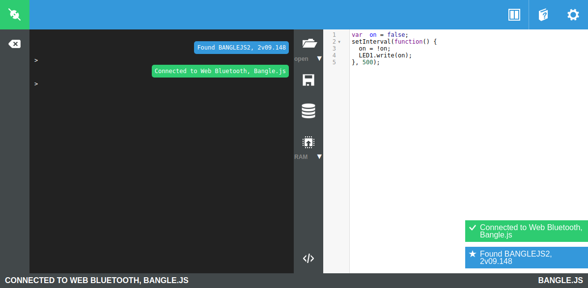 Bangle.js paired in Espruino IDE