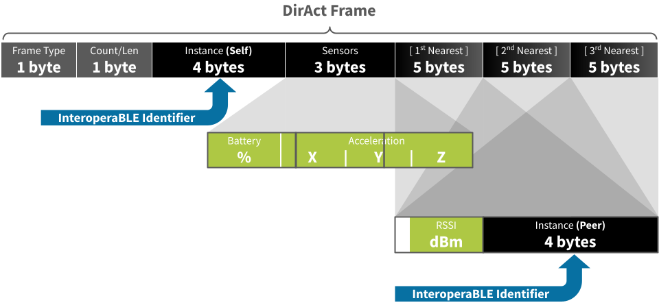 DirAct BLE advertising frame