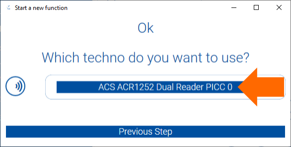 Device Manager NFC programmer selection