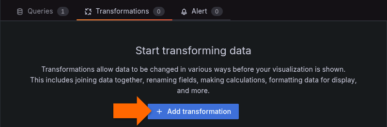 Add transformation in Grafana