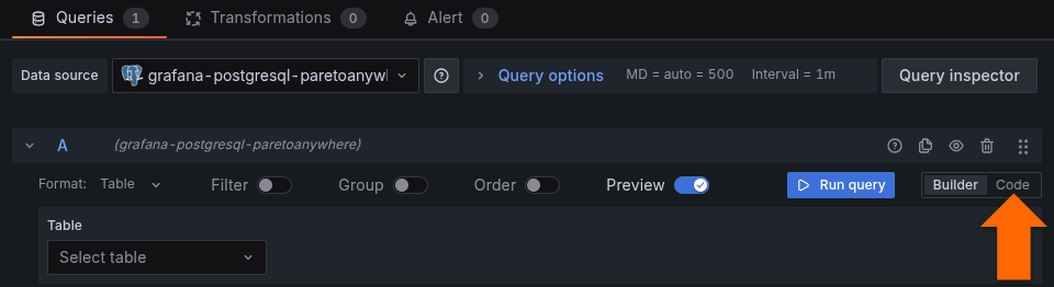 Grafana visualization query