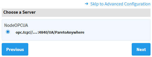 Ignition choose Pareto Anywhere OPC-UA server