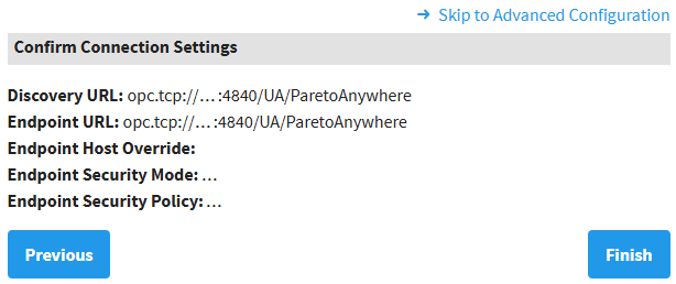 Ignition confirm OPC connection