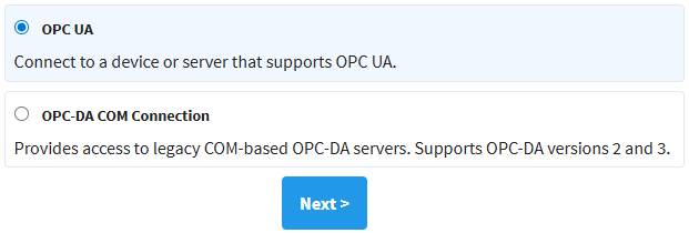 Ignition select OPC-UA