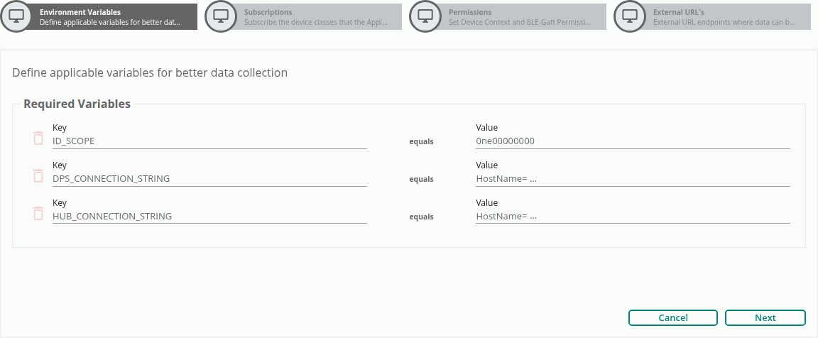 IoT Transport for Azure Environment Variables