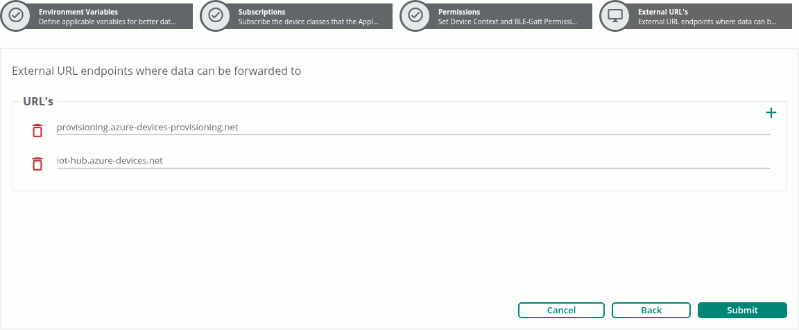 IoT Transport for Azure External URLs