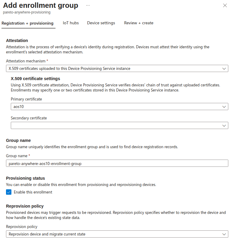 Add X509 enrollment group in Azure DPS