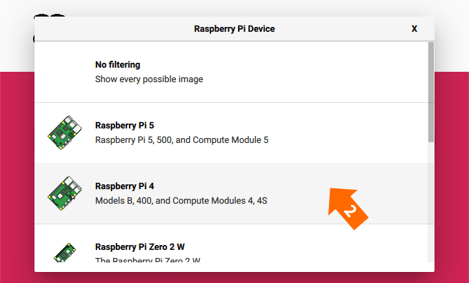 Select Raspberry Pi 4