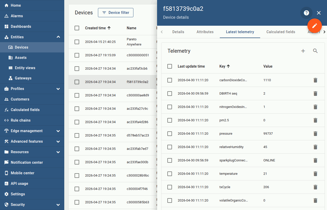 MQTT EoN Node device telemetry in ThingsBoard