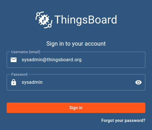 Log in to ThingsBoard