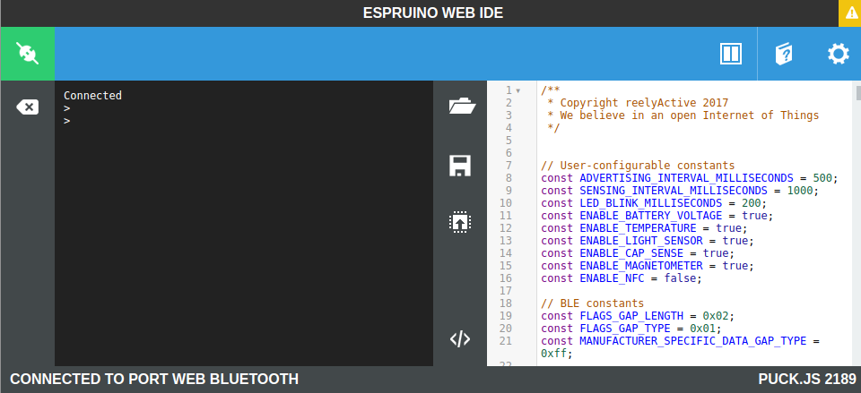 Настройка espruino web ide